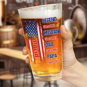 Personalized Legend Husband Dad Papa US Flag Beer Glass CH07 895846