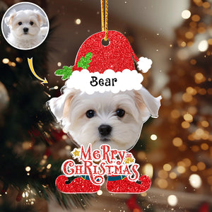 Custom Dog Photo Merry Christmas Acrylic Ornament Gift For Pet Lovers HO82 894828