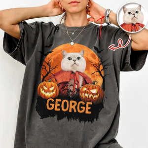 Custom Halloween Cat Photo Comfort Shirt Spooky Season Shirt Cat Lovers Halloween Gift CH07 899622