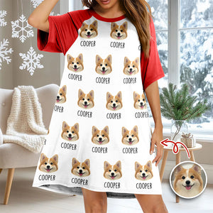Custom Pet Portrait Raglan Nightgown – Personalized Dog/Cat/Person Photo & Name Gift TH10 898041