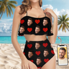 Custom Husband Face Bikini Swimsuit With Heart Pattern - Personalized Gift for Women LM32 899875