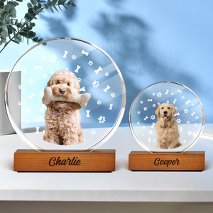 Custom Dog Photo With Bone For Dog Lover Round Acrylic Frame Block TH10 894065