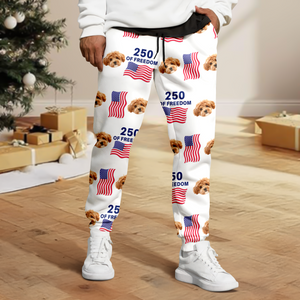 Custom Cute Dog Photo America 250 Years Of Freedom Sweatpants LM32 895849
