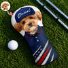 Custom Pet Photo Golf Ball Pattern With America Flag Golf Head Cover HO82 902454