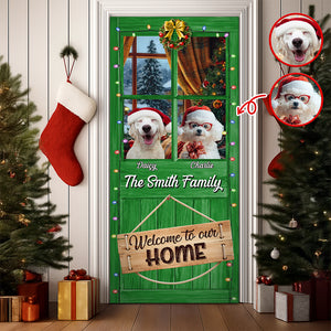 Custom Dog Photo Welcome To Our Home Peeking Pets Door Cover HO82 900240