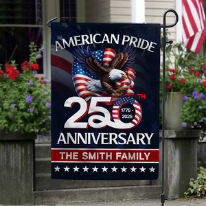 Custom Family Name American Pride Patriotic 250th Anniversary Eagle 1776–2026 Garden Flag HO82 900874