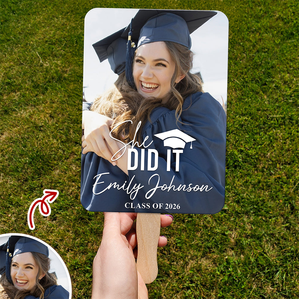 Custom Photo She Did It Class Of 2026 Graduation Face Fan For Party HO82 902256