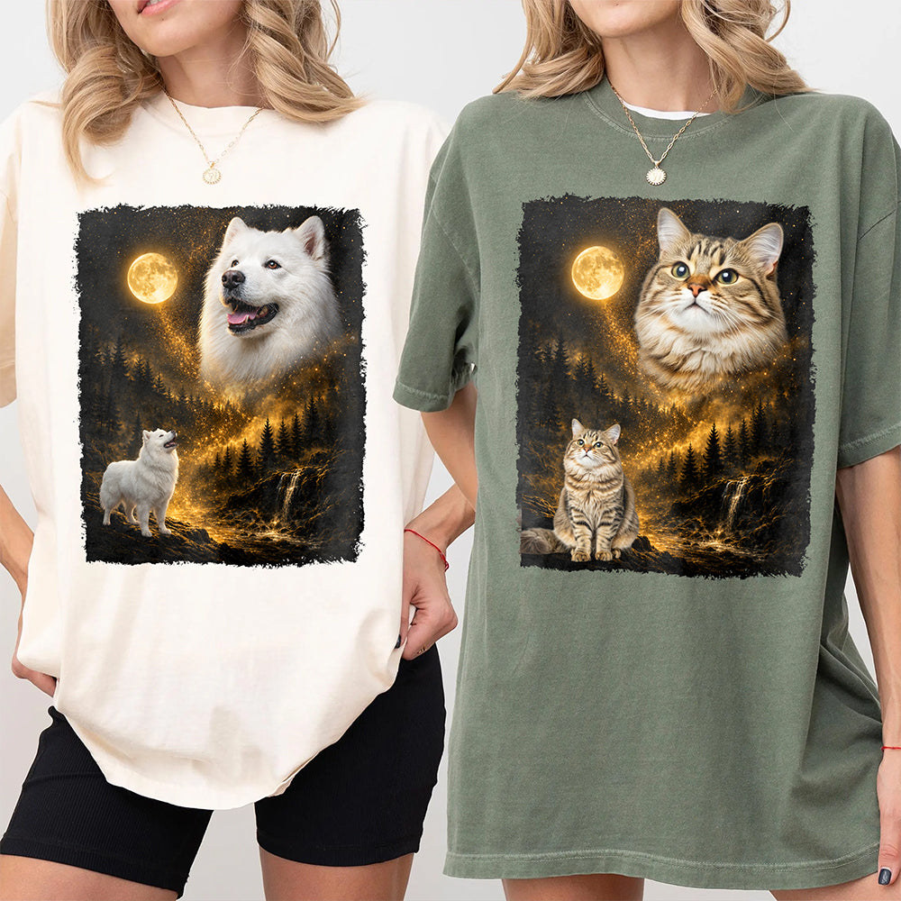 Custom Pet Photo Moon Comfort Shirt - Personalized Pet Lover Gift HO82 902934
