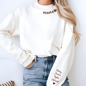 Custom Mama Sweatshirt With Kids Names On Sleeve TH10 892619
