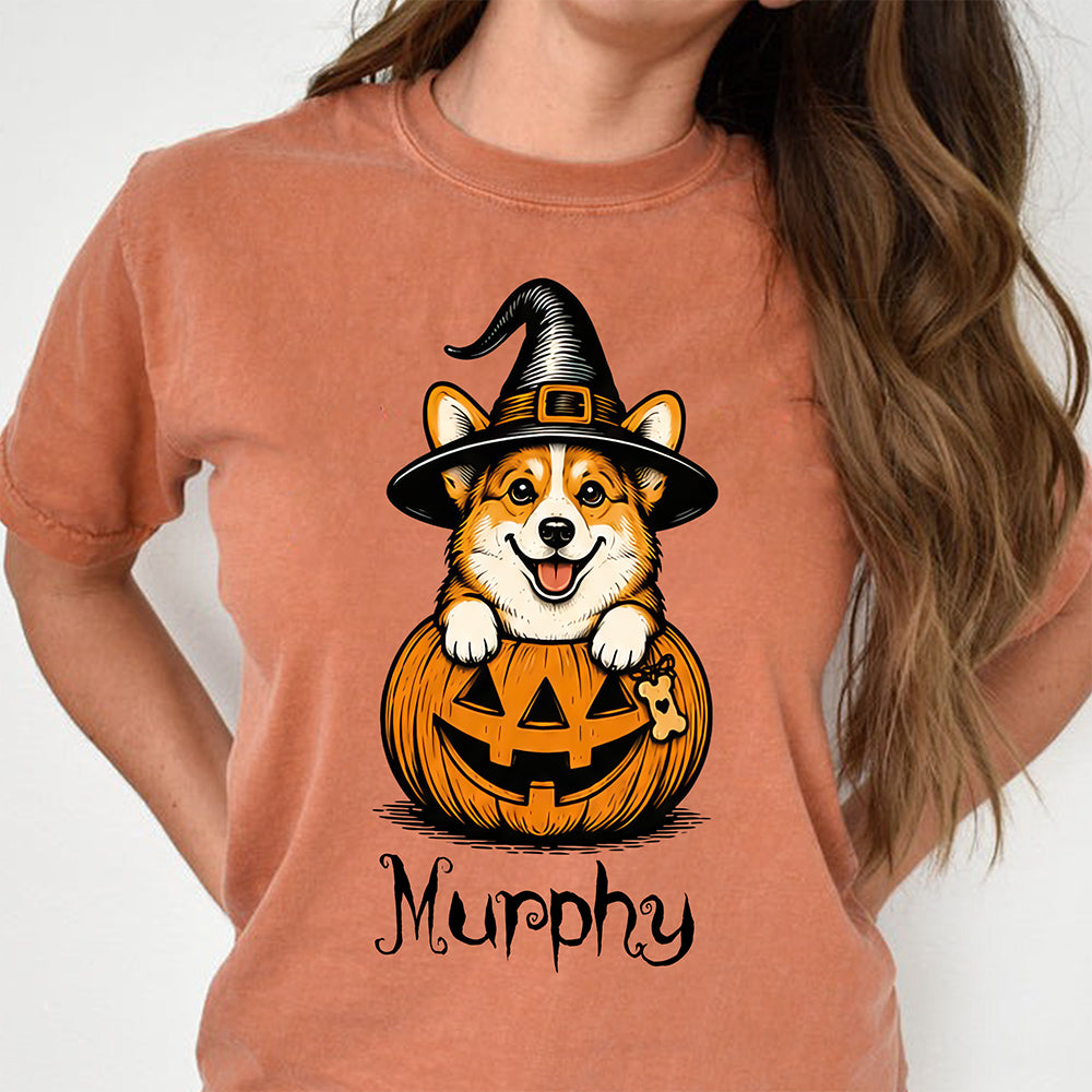 Custom Dog Breeds Halloween Dog Confort Cute Dog Witch Pumpkin Puppy Shirt CH07 180174