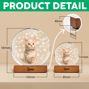 Custom Cat Photo With Bone For Cat Lover Round Acrylic Frame Block TH10 894067