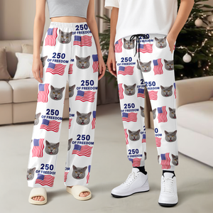 Custom Cute Cat Photo America 250 Years Of Freedom Sweatpants LM32 895847