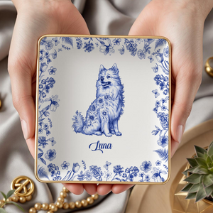 Custom Dog Breeds Chinoiserie Toile De Jouy Style - Personalized Jewelry Dish HA75 892704
