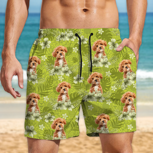 Custom Photo Dog Lovers Summer Tropical Vibe - Personalized Beach Short LM32 893687