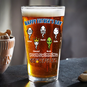 Happy Father's Day Your Swimming Champion Personalized Beer Glass Funny Father's Day Gift CH07 895362