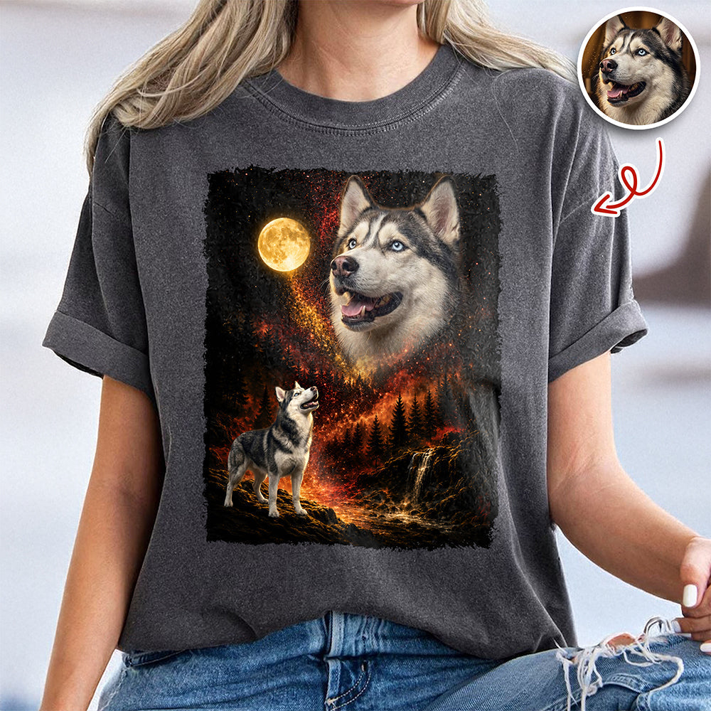 Custom Pet Photo Moon Comfort Shirt - Personalized Pet Lover Gift HO82 902934