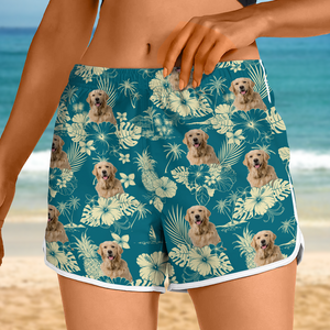 Custom Photo Aloha Hawaiian Dog Women's Beach Short For Summer LM32 893515