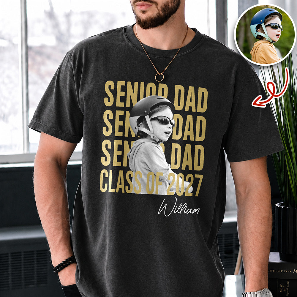 Custom Photo Senior Mom, Dad Class Of 2027 Vintage Comfort Shirt HA75 922006