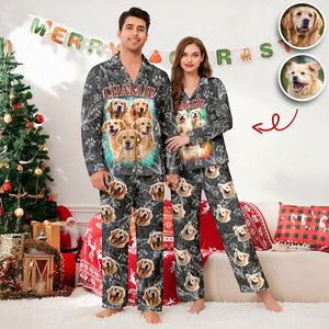 Custom Vintage Bootleg Pet Pajama Set – Personalized Pet Photo Dog Pajamas, Custom Dog Portrait Sleepwear, 90s Retro Lounge Set LM32 897369