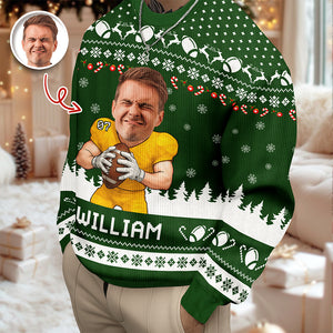 Custom Photo American Football Player Ugly Sweater Christmas Gift For Football Lovers CH07 899672