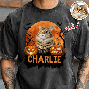 Custom Halloween Cat Photo Comfort Shirt Spooky Season Shirt Cat Lovers Halloween Gift CH07 899622