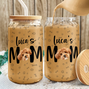 Custom Photo Dog Mom Personalized Glass Can With Lid Gift For Dog Lovers CH07 895526