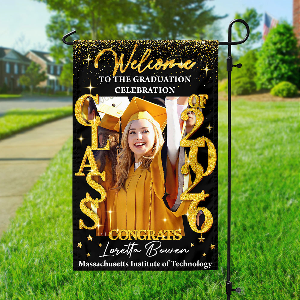 Custom Photo Class Of 2026 Glitter Graduation Garden Flag LM32 899359
