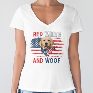 Custom Dog Photo Red White And Woof Shirt For 4th Of July CH07 896096
