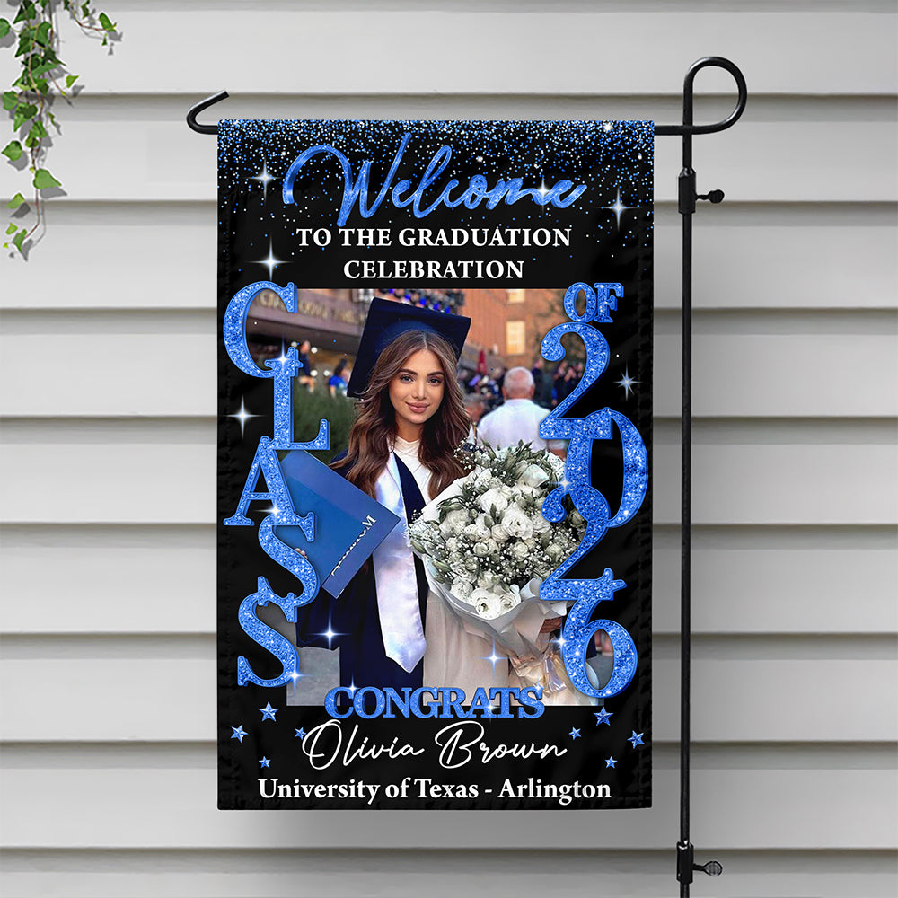 Custom Photo Class Of 2026 Glitter Graduation Garden Flag LM32 899359