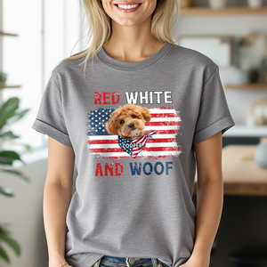 Custom Dog Photo Red White And Woof Shirt For 4th Of July CH07 896096