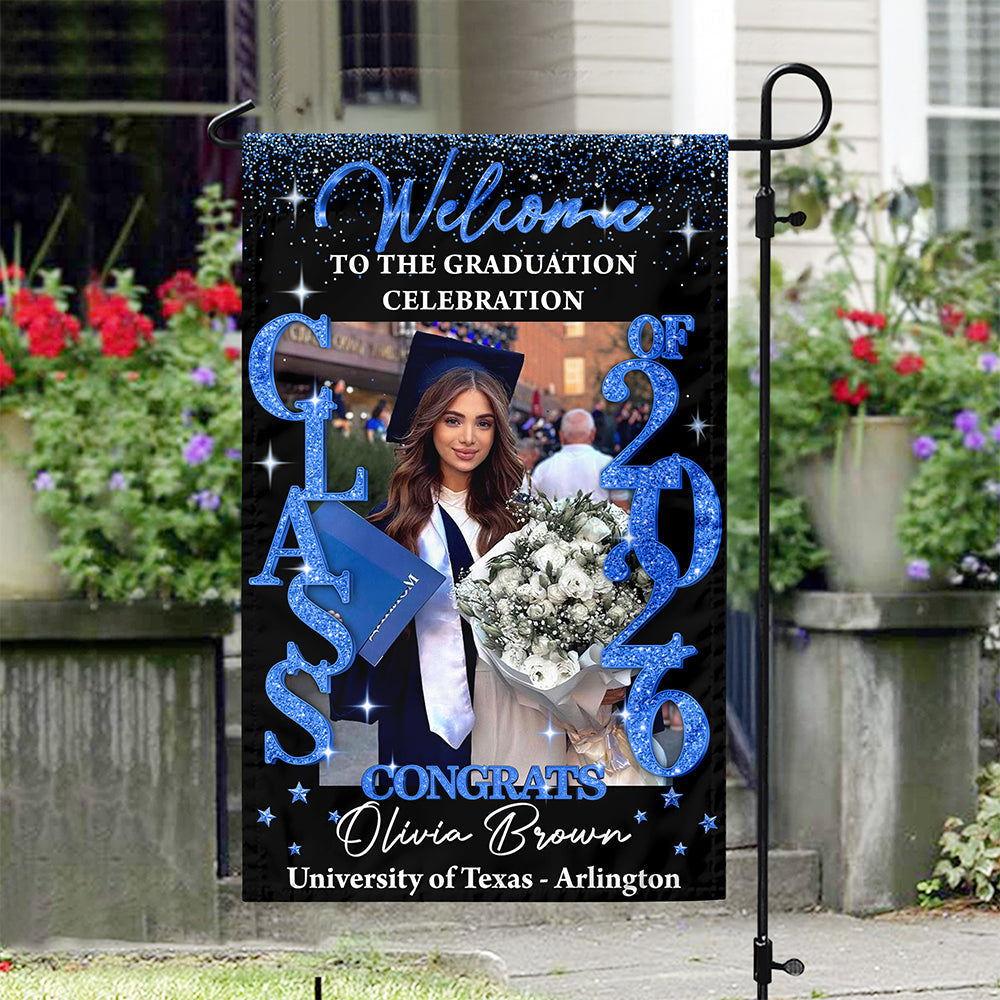 Custom Photo Class Of 2026 Glitter Graduation Garden Flag LM32 899359