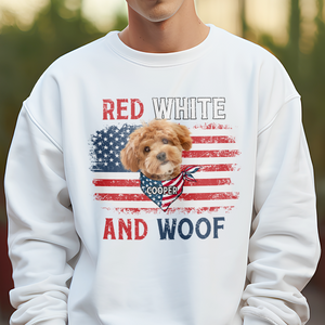 Custom Dog Photo Red White And Woof Shirt For 4th Of July CH07 896096