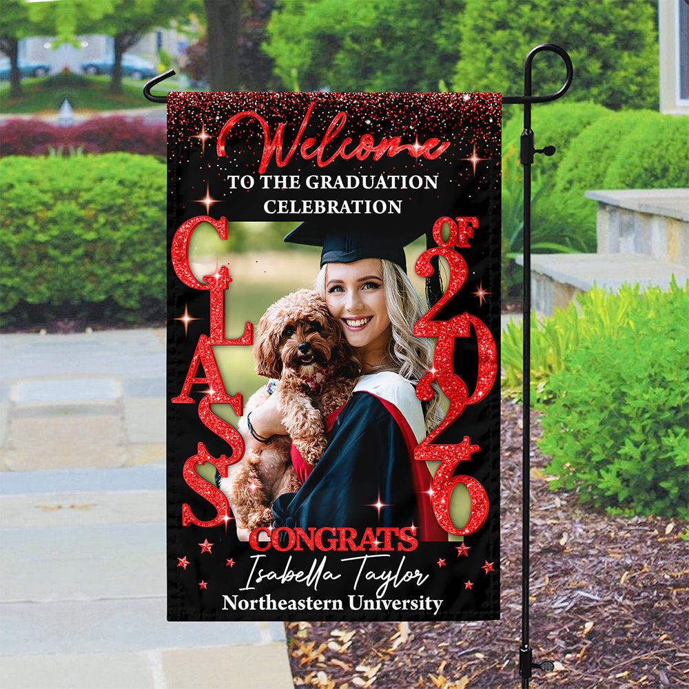 Custom Photo Class Of 2026 Glitter Graduation Garden Flag LM32 899359
