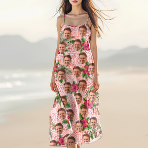 Custom Photo Human And Leopard Summer Hawaii Maxi Dress LM32 893333