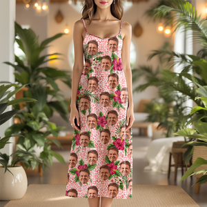 Custom Photo Human And Leopard Summer Hawaii Maxi Dress LM32 893333