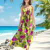 Custom Dog Photo Tropical Women's V-Neck Cami Maxi Dress HA75 892234
