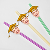 Custom Funny Face Class of 2025 Colorful Straws Graduation Decoration HA75 892232
