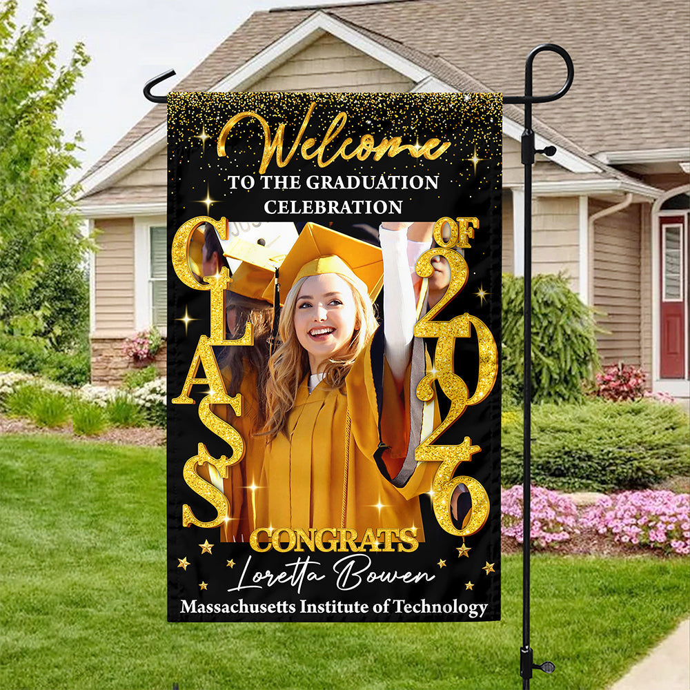Custom Photo Class Of 2026 Glitter Graduation Garden Flag LM32 899359