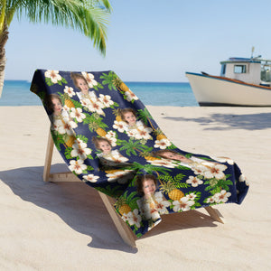 Custom Human Photo Tropical Vibe Family Beach Towel HA75 892646