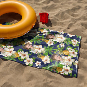 Custom Human Photo Tropical Vibe Family Beach Towel HA75 892646