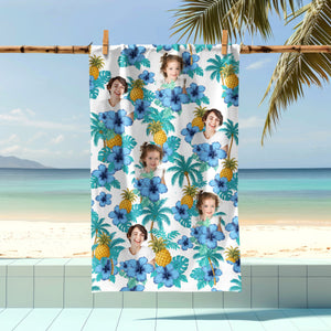 Custom Human Photo Tropical Vibe Family Beach Towel HA75 892646