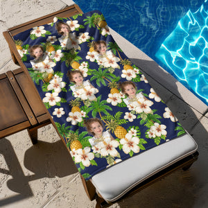 Custom Human Photo Tropical Vibe Family Beach Towel HA75 892646