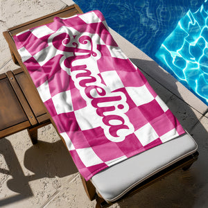 Personalized Vans Checker Pattern In Retro Style Beach Towel HA75 892798