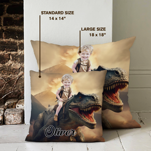Custom Cute Kid Photo Riding Dinosaur Pillow Personalized Gift For Daughter Son CH07 895712