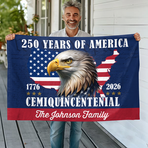 Custom Family Name 250 Years Of America Patriotic House Flag CH07 910122