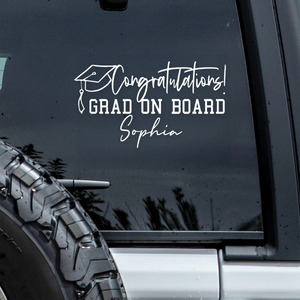 Custom Name Congratulations! Grad On Board Car Window Decal Sticker TH10 898491