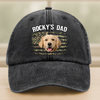 Custom Photo America Dog Dad Washed Denim Baseball Cap CH07 896014