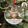 Custom Photo Cat First Christmas Glass Ornament HA75 897260