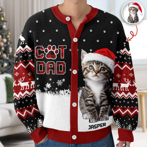 Custom Cat Photo Christmas Pattern Ugly Cardigan Christmas Gift HA75 898176