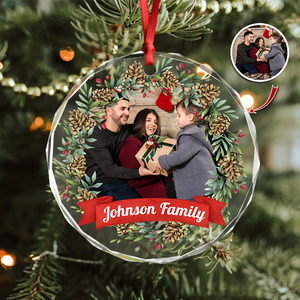 Custom Family Crystal Photo - Personalized Glass Ornament For Christmas TH10 894829